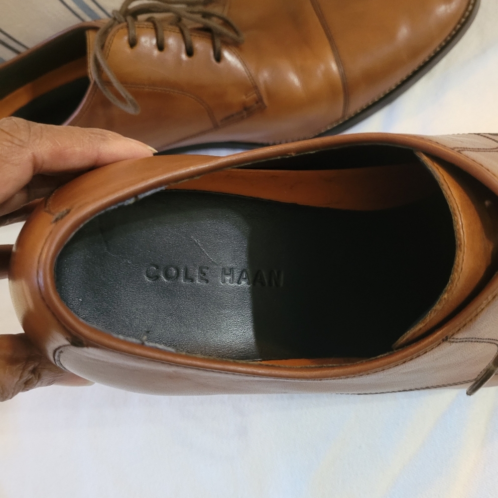 Cole Haan Mens Lenox Hill British Tan Cap Toe Lace Up Dress Oxfords Size 10.5 M - Picture 8 of 11